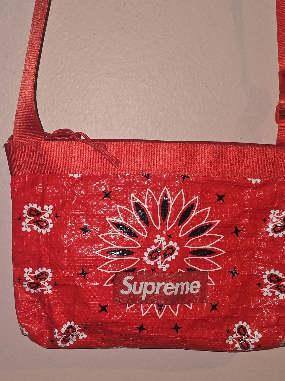 Supreme Bandana Tarp Side Bag Red SS21 Crossbody